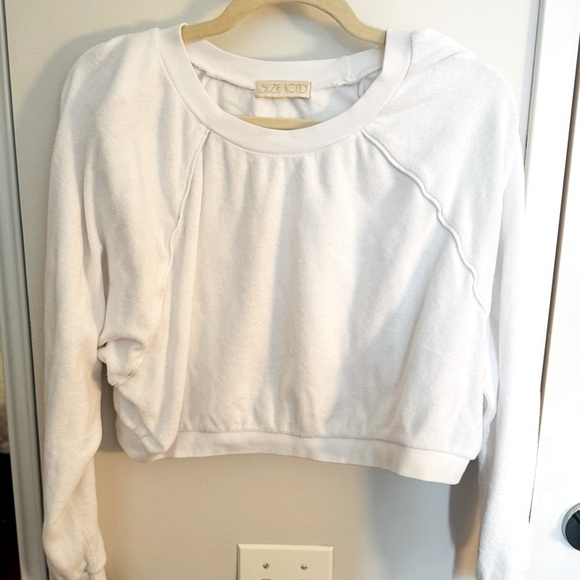 SUZIE KONDI white terry cropped sweatshirt - Picture 2 of 5
